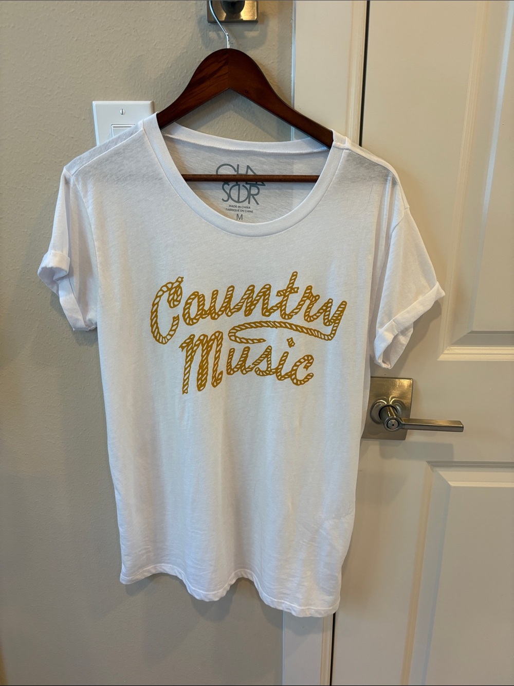 "Country Music" White & Gold Graphic Tee